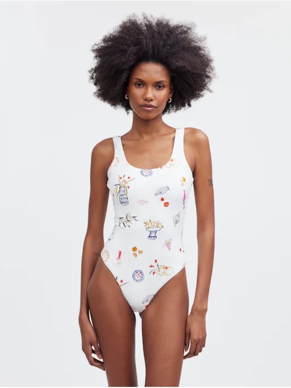 NWOT Madewell x Lisa Says Gah Ivory Scoop Neck One-Piece Swimsuit - Small
